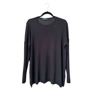 Lauren Ralph Lauren Sweater Size M Black Long Ribbed Sleeve Modal Silk Blend